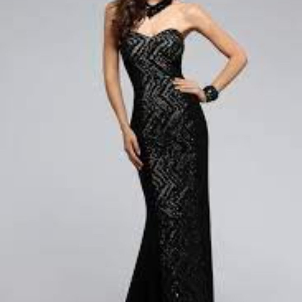 Faviana Black sequin gown